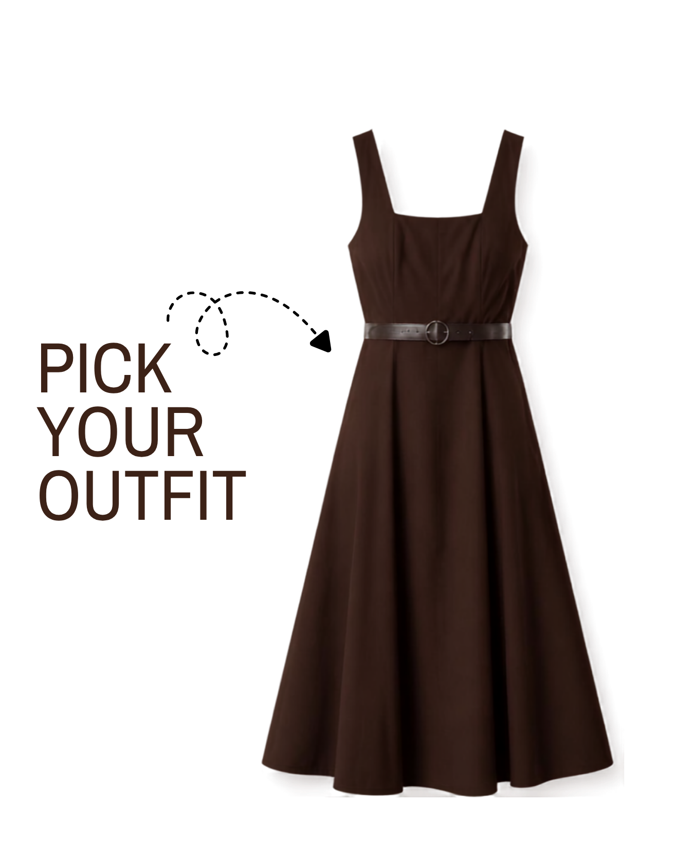 Brown belted midi dress product photo